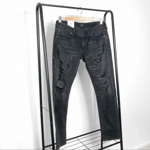 AGOLDE Black Distressed Chloe Low Rise Slim Jeans